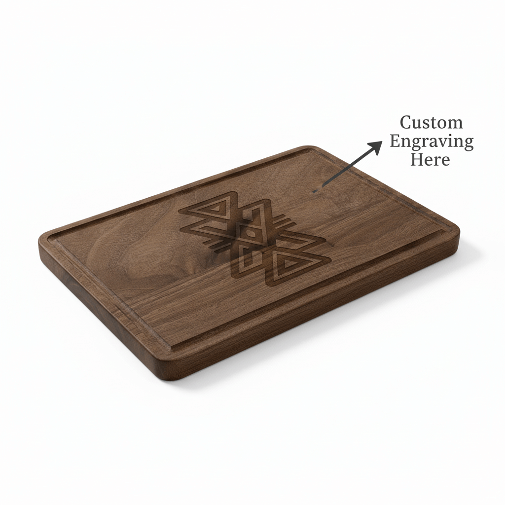 personalized walnut cutting board with Drip Ring